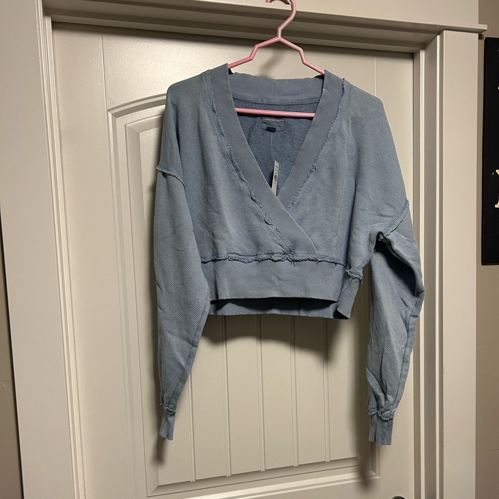 American Eagle Outfitters Light Blue V-Neck Sweater